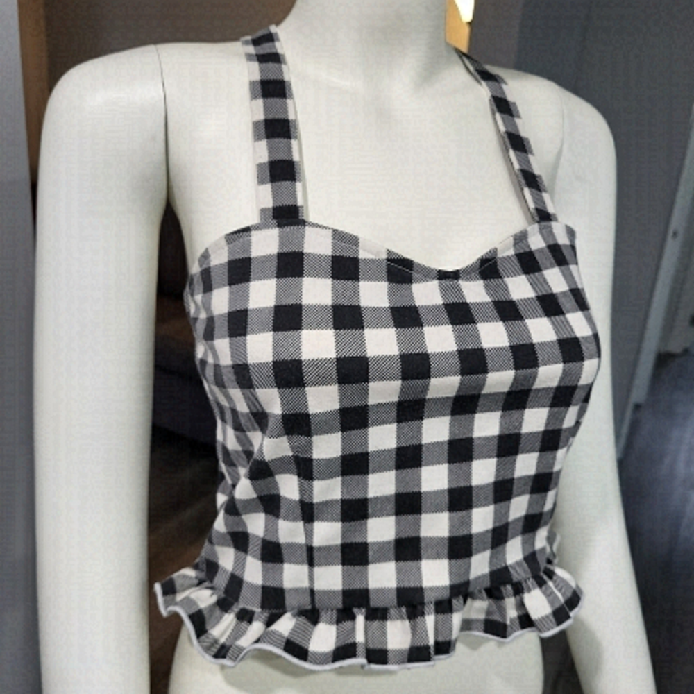 Mary Rose - Crop top Gingham crossed back